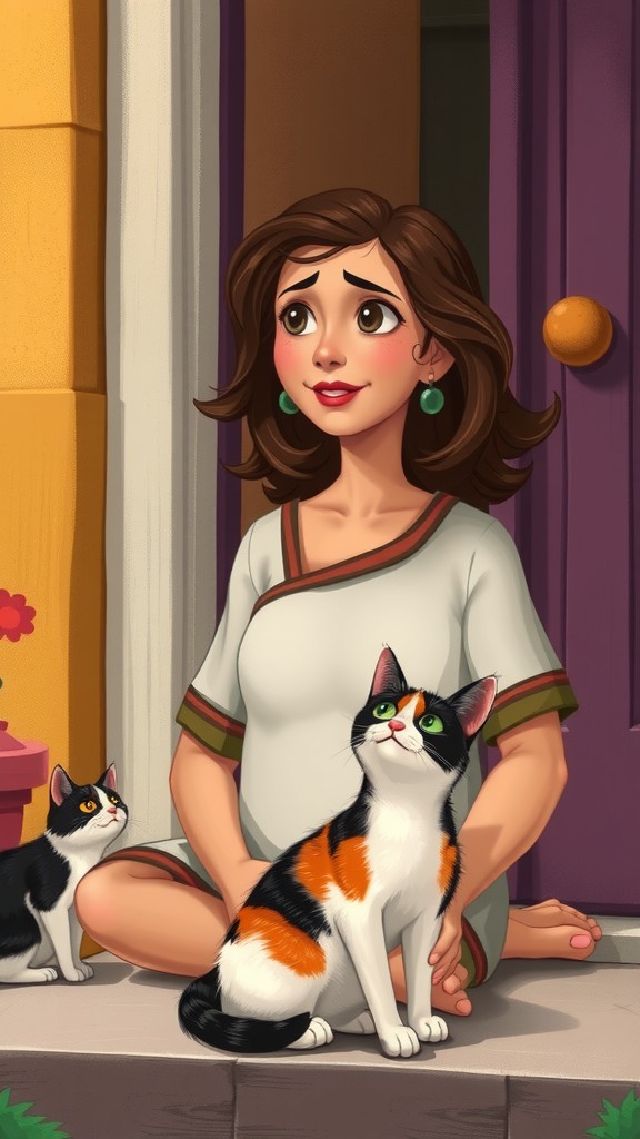 The Old Lady and Her Feline Friends