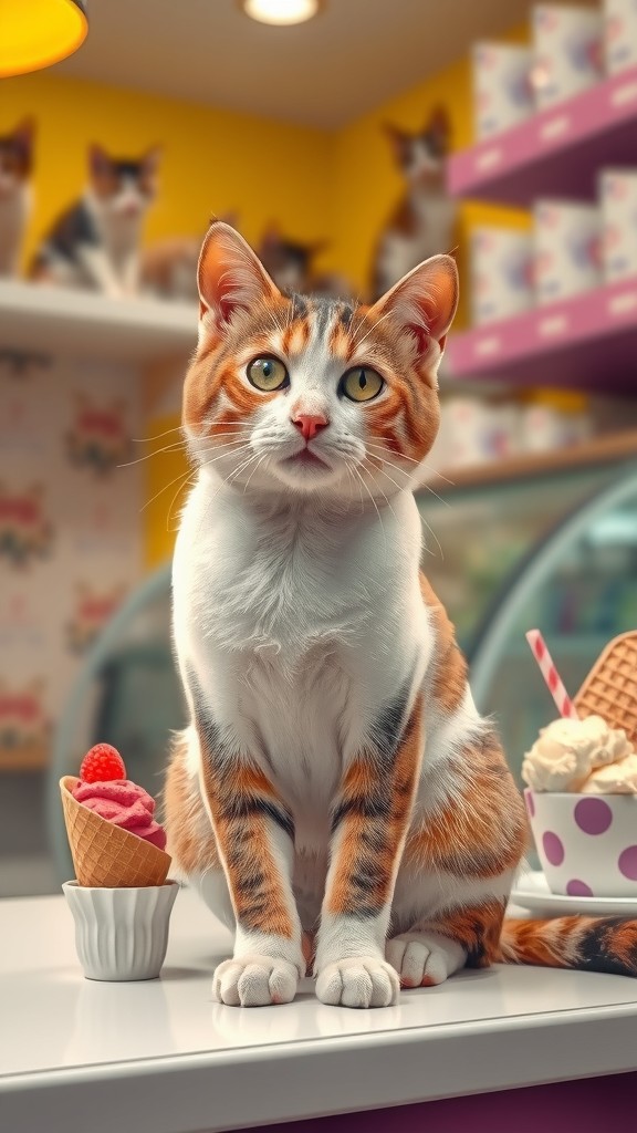 Kucing dan Es Krim Unik