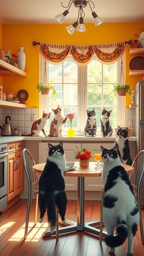 Sarapan Lucu Keluarga Kucing