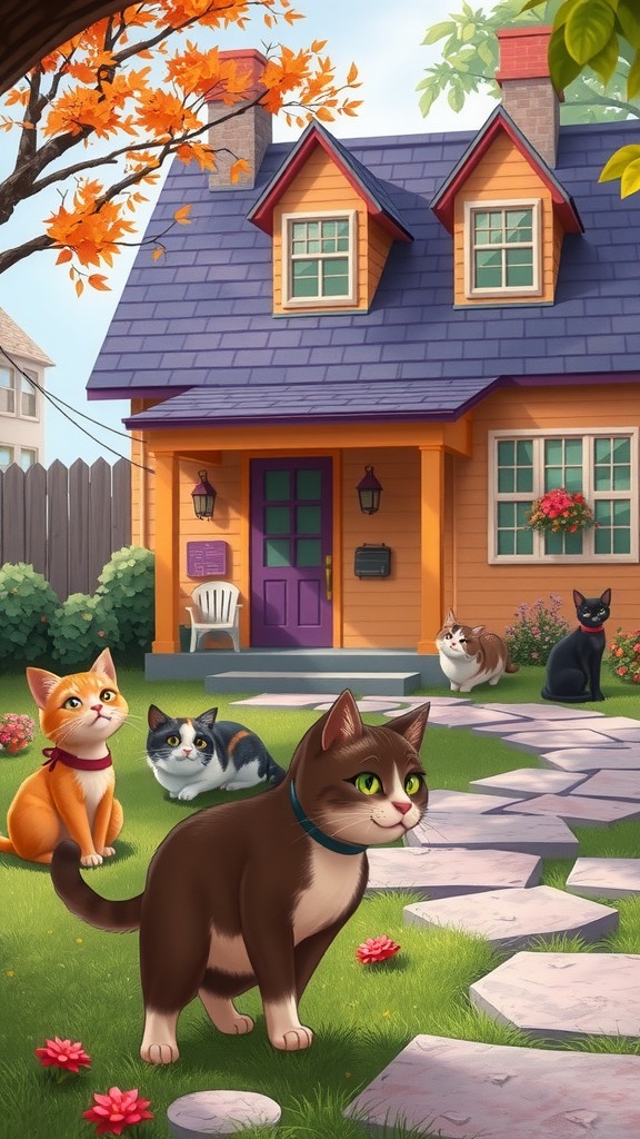 The Old Lady and Her Stray Cat Friends