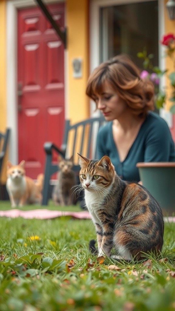 The Old Lady and the Stray Cat's Kittens