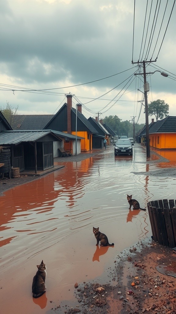 Kucing Kumis Terjebak dalam Banjir