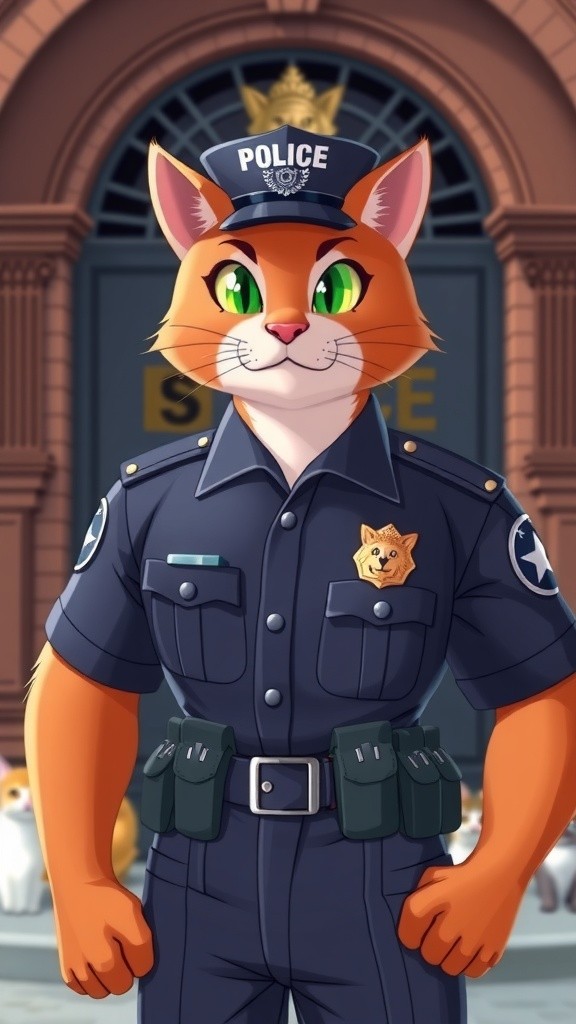 Fire: The Muscular Police Cat Hero