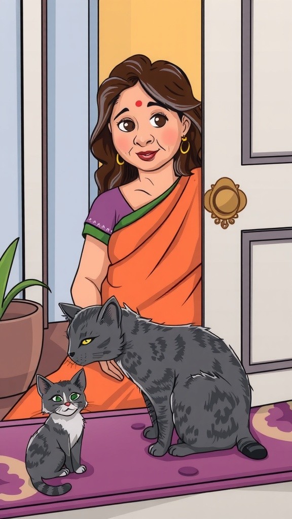 The Old Lady and the Stray Cat's Kittens