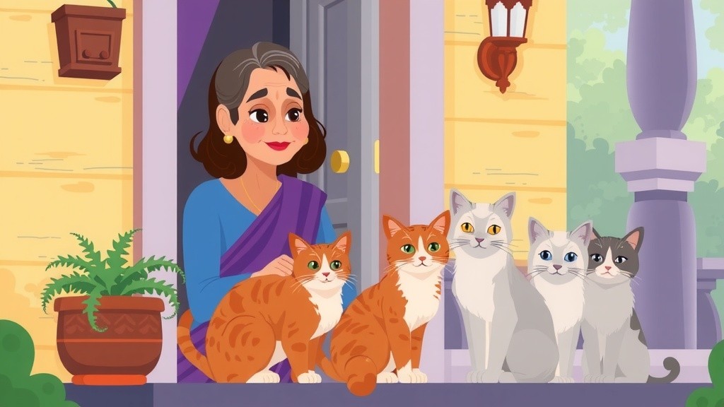 The Old Lady and the Stray Cat Family