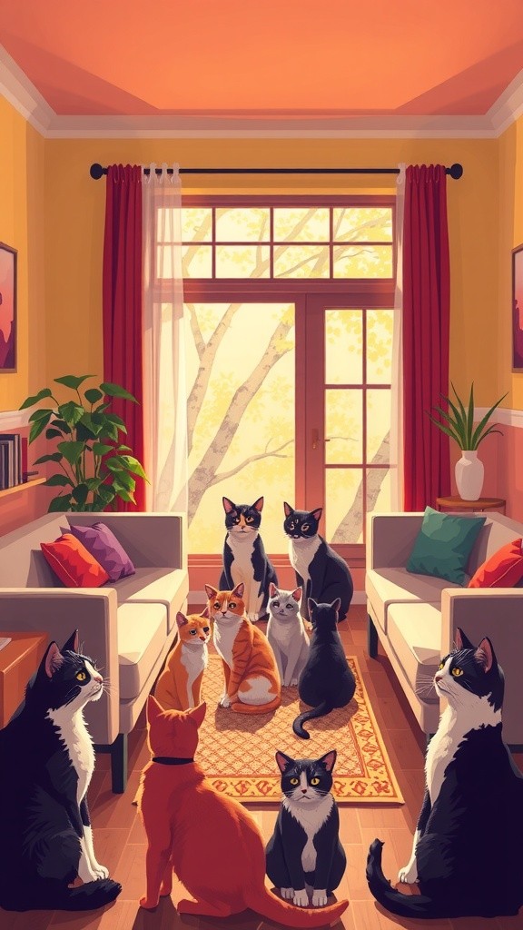 Cats Playing Together with Human