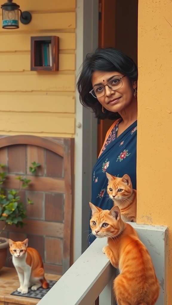 From Stray to Friend: The Cat and the Old Lady
