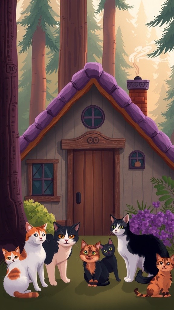 The Old Lady and Her Feline Friends
