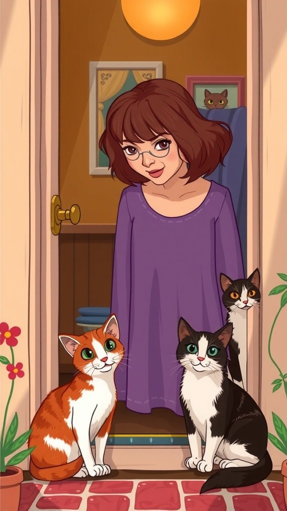 The Old Lady and the Stray Cat's Kittens