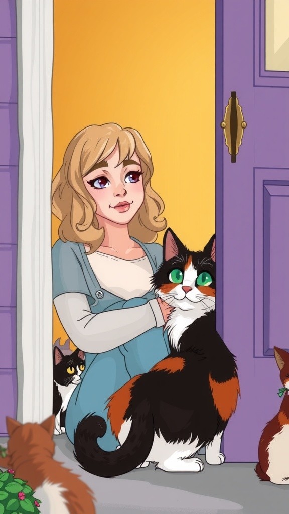 The Old Lady and Her Feline Friends