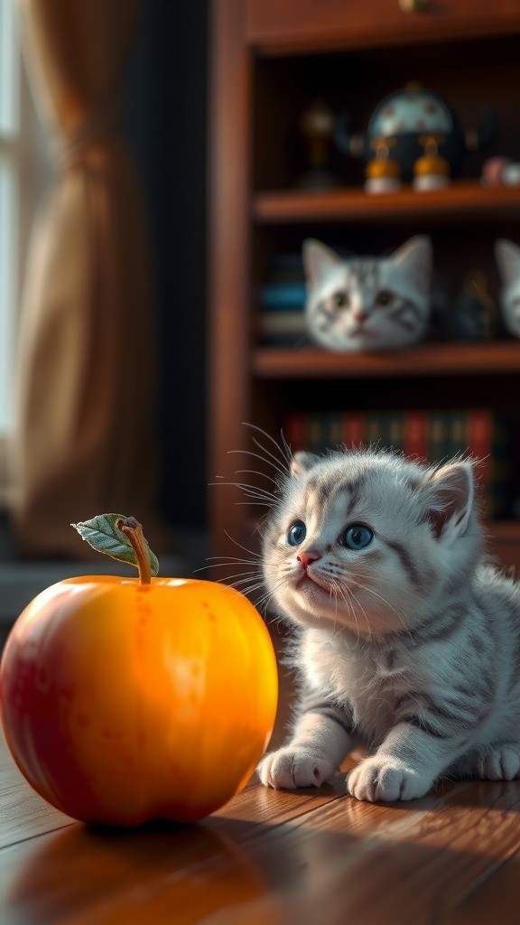 The Enchanted Apple and the Playful Kitten