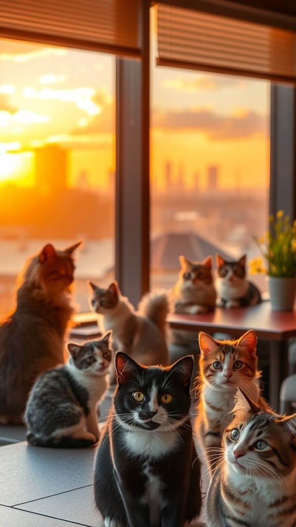 Cats Serving Coffee in Cafe