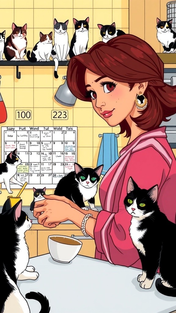 The Kindhearted Old Lady and Her Feline Friends