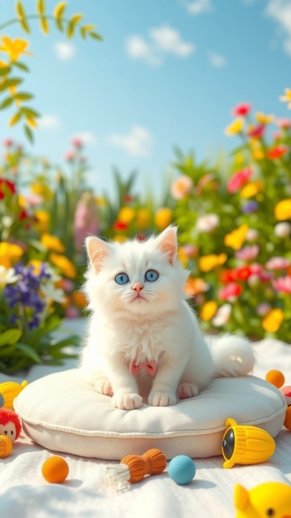 Fluffy White Kitten's Brave Survival Adventure in Bad Weather