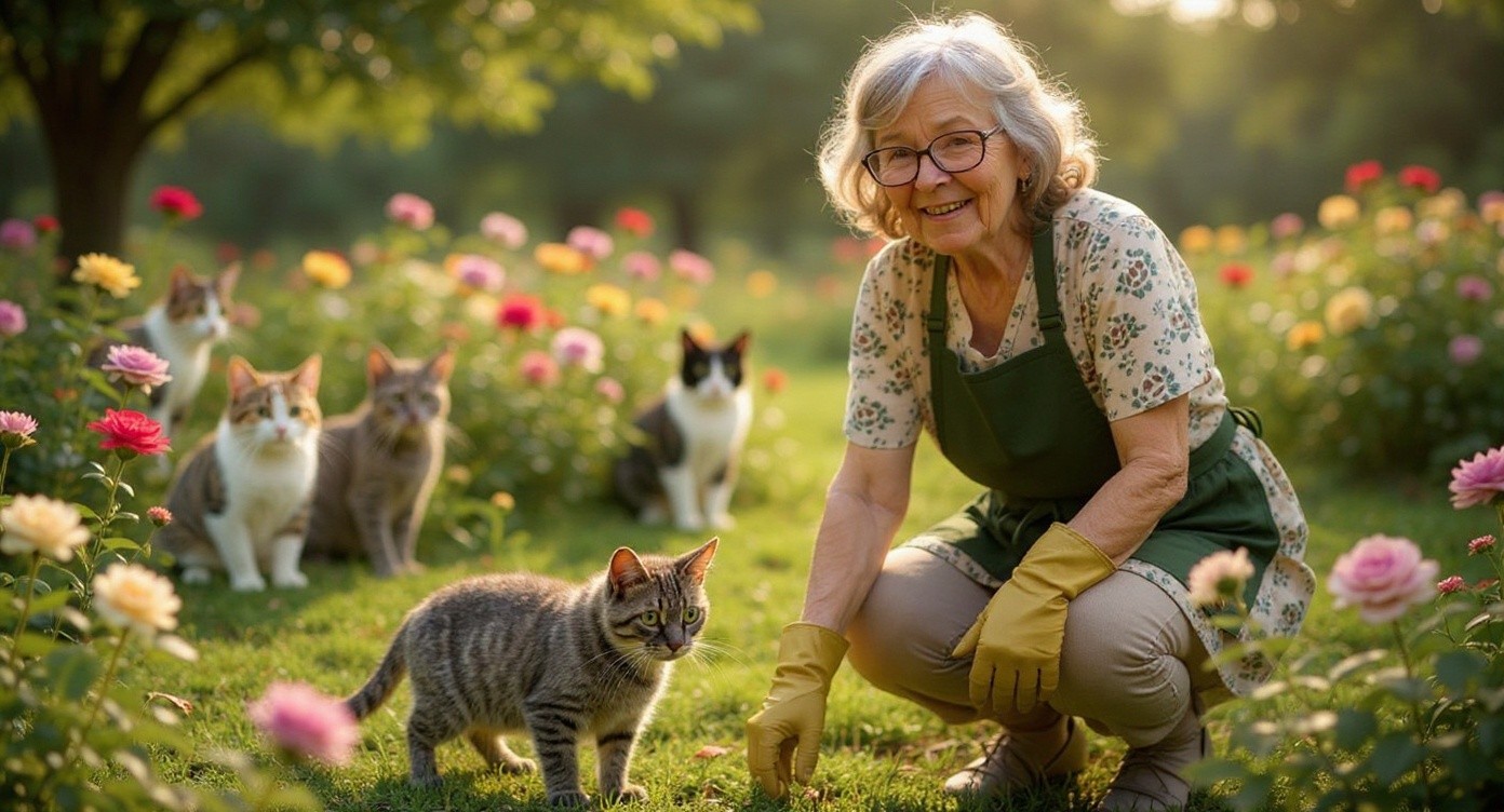 The Old Lady and the Stray Cat's Kittens