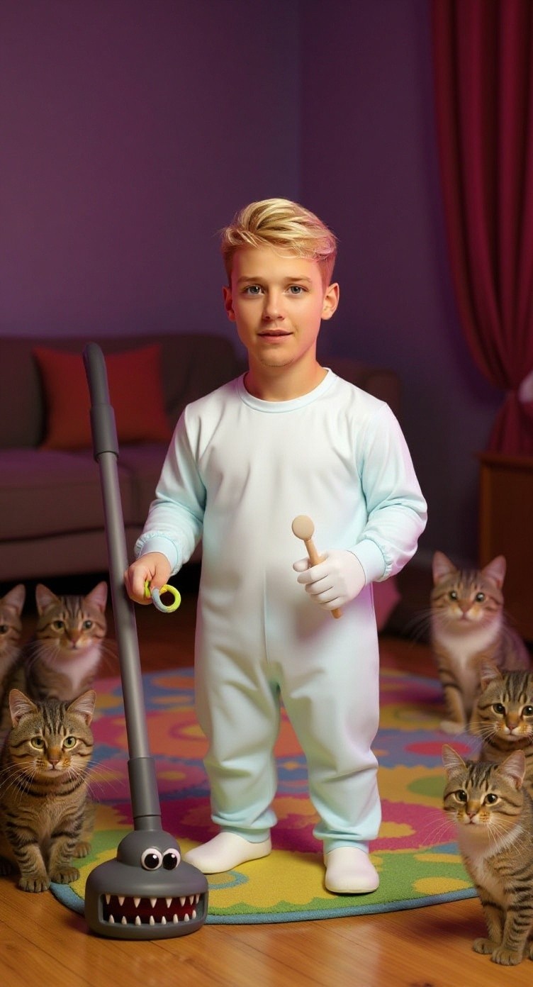 Baby's Brave Battle with the Vacuum Monster!