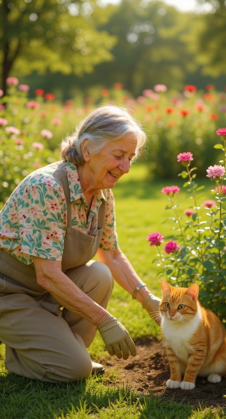 From Stray to Friend: The Old Lady and the Cat's Kittens
