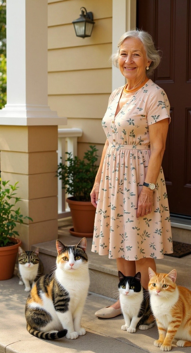 The Old Lady and the Stray Cat's Kittens