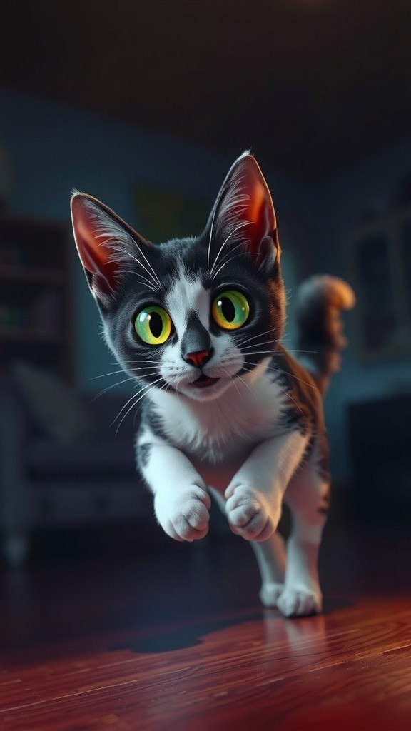 Luna's Midnight Sprint: A Dust Bunny Fright