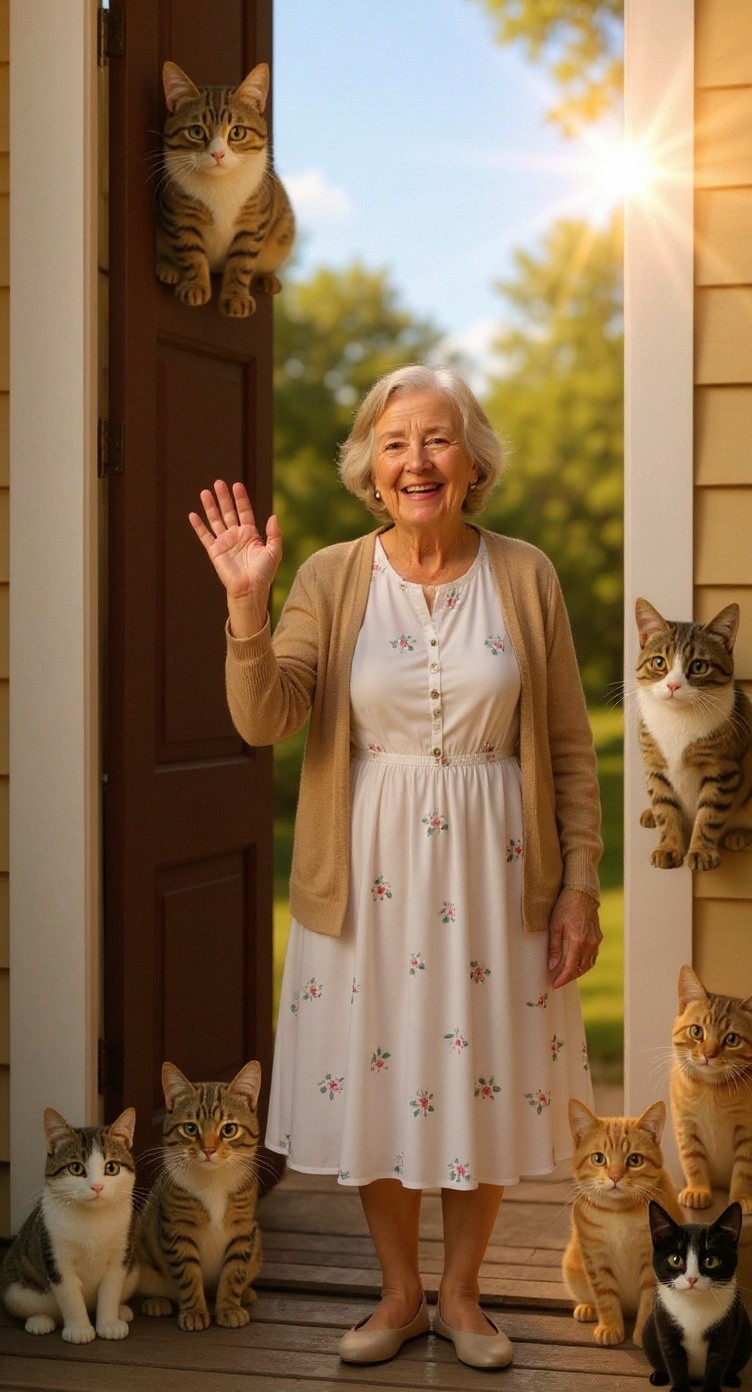 The Old Lady and the Stray Cat's Kittens