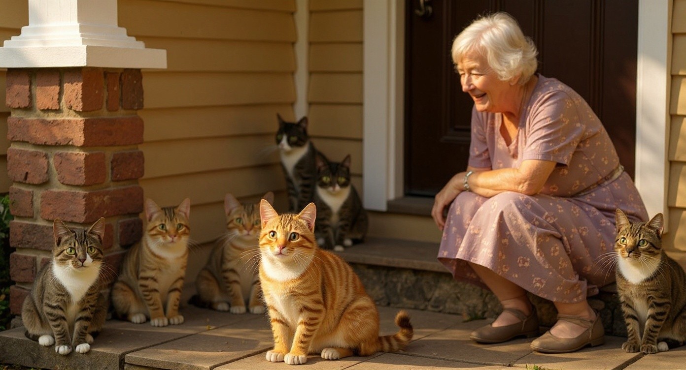 A New Friendship: The Stray Cat and the Old Lady