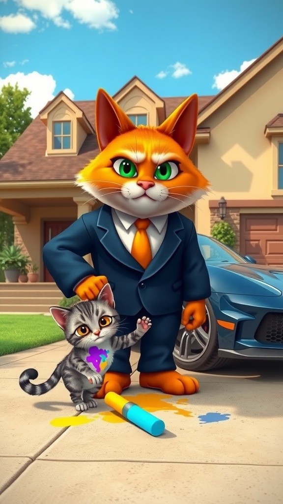 Small Kitten's Colorful Adventure