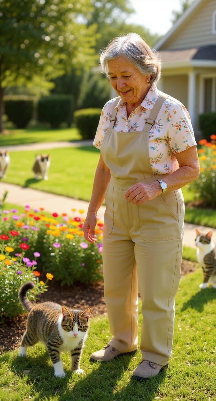 The Old Lady and Her Feline Friends