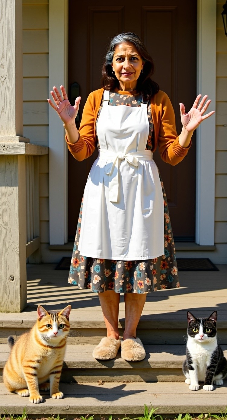 The Old Lady and the Stray Cat's Kittens