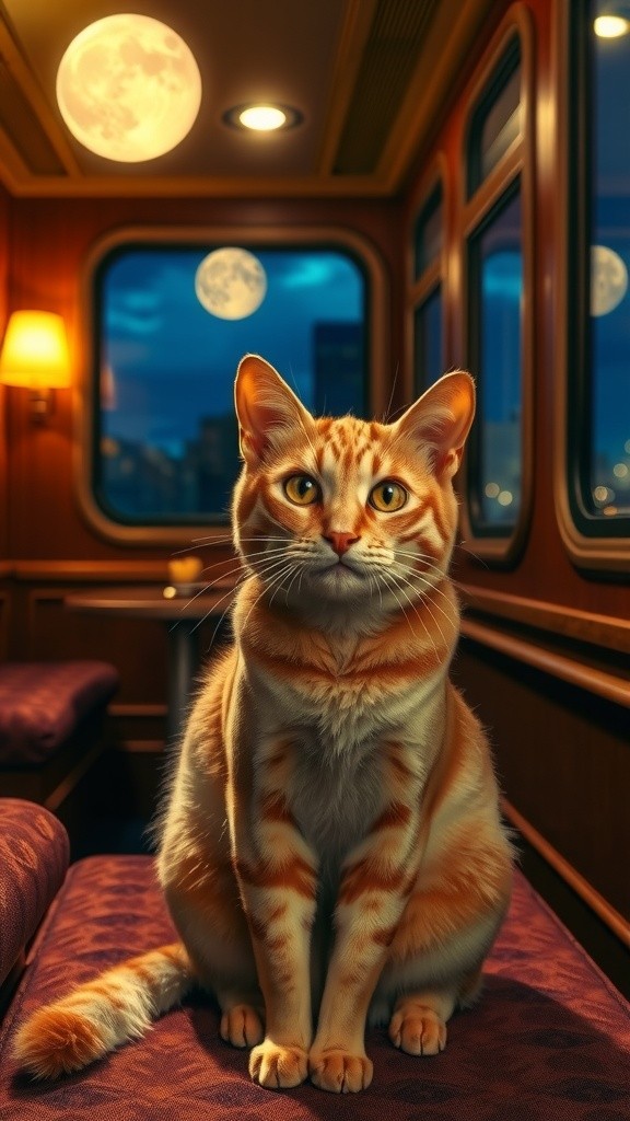 Midnight Train: Cat's Journey in 8K