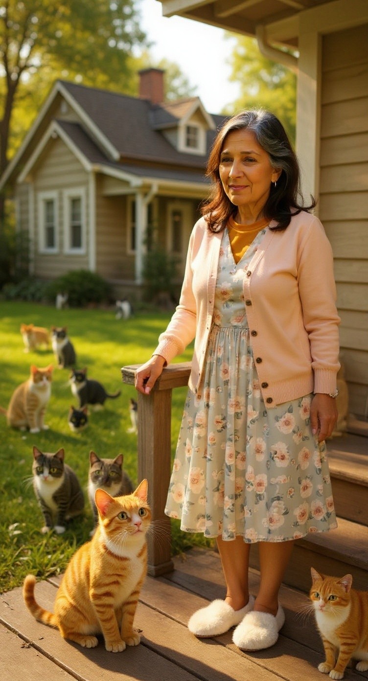 The Daily Visitor: A Stray Cat at the Old Lady's Doorstep