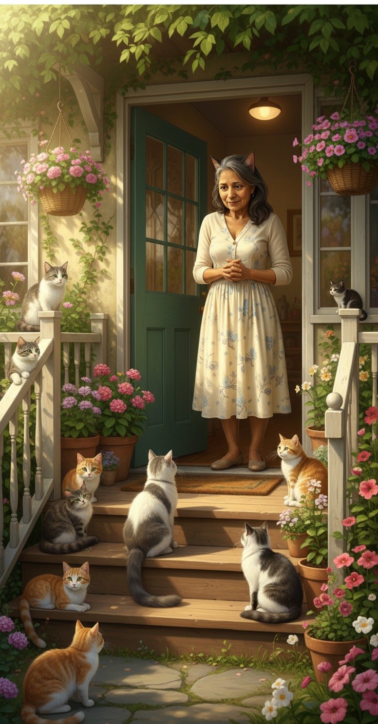 A New Friendship: The Stray Cat and the Old Lady