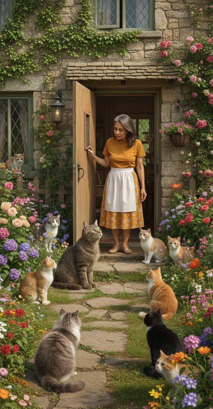 From Stray to Friend: The Cat and the Old Lady
