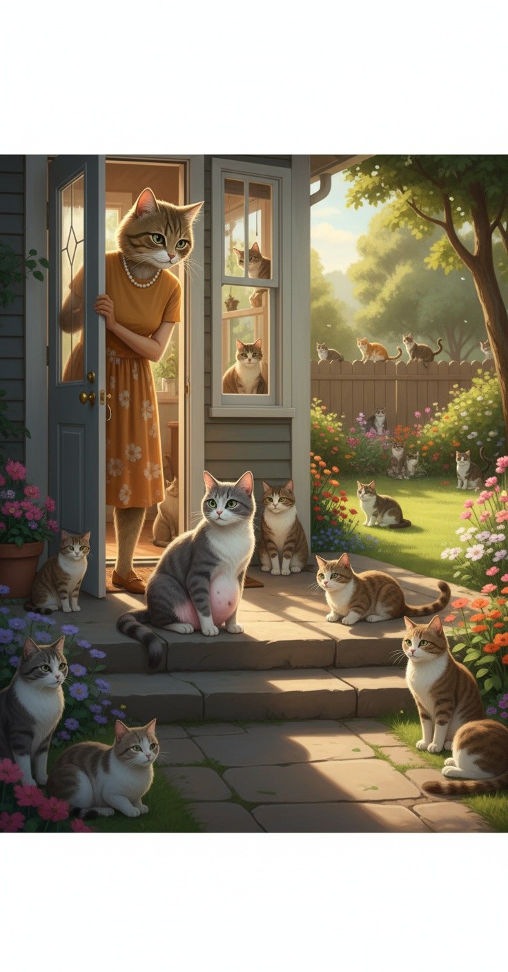 The Old Lady and Her New Feline Friends
