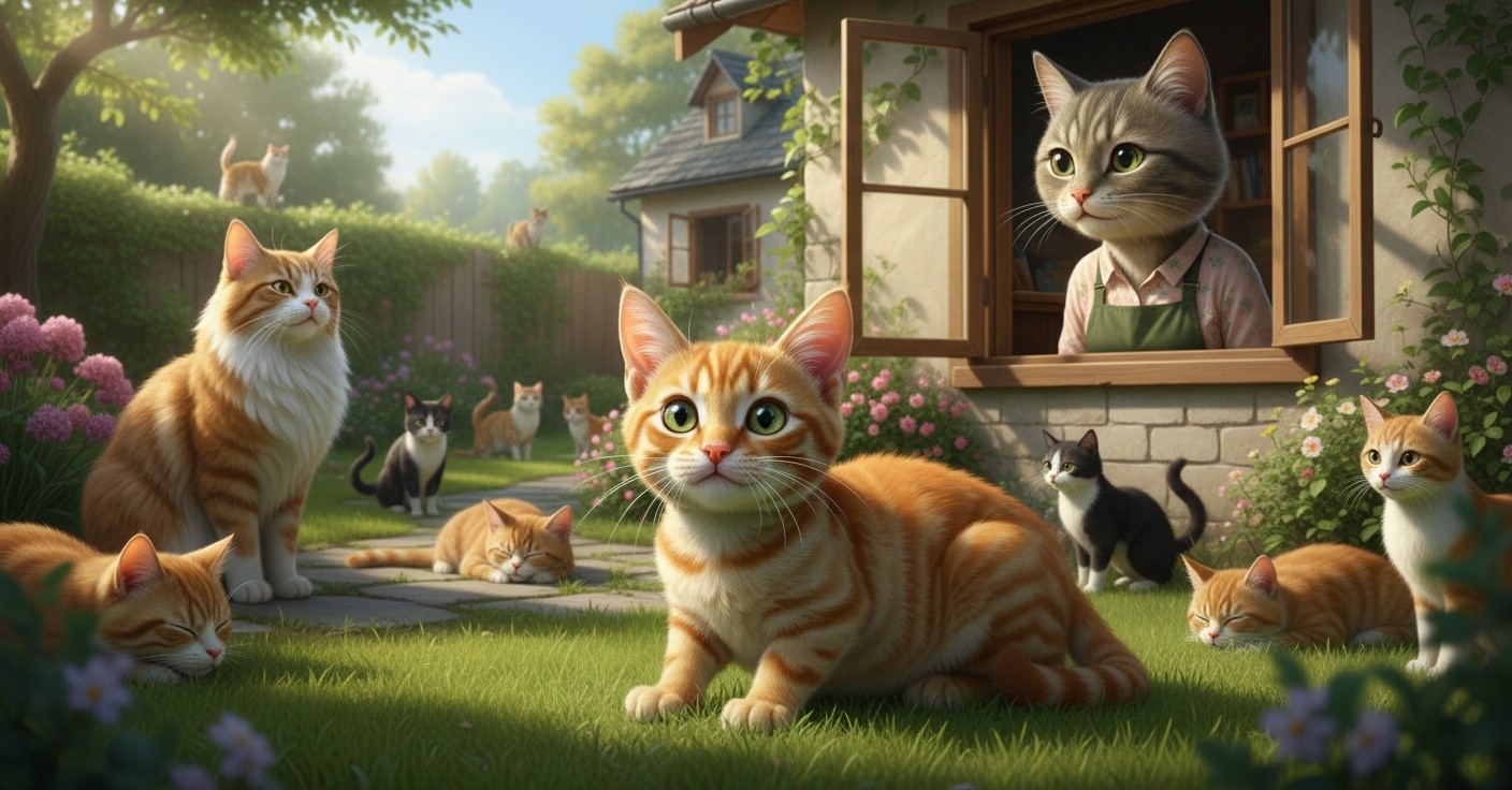 A New Friendship: The Stray Cat and the Old Lady