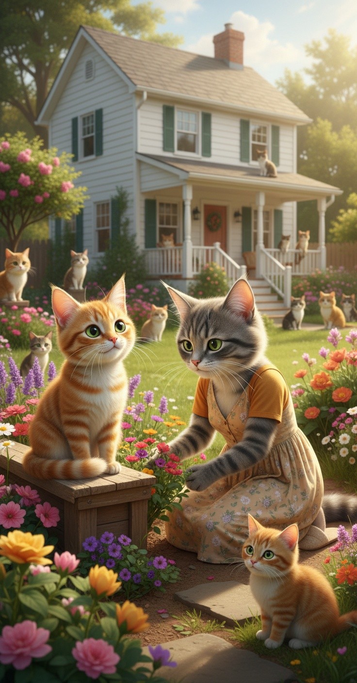 From Stray to Friend: The Cat and the Old Lady