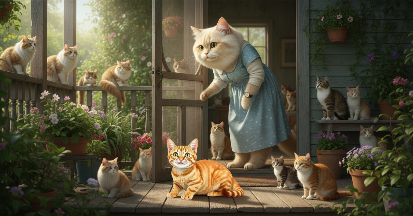 A New Friendship: The Old Lady and the Stray Cat