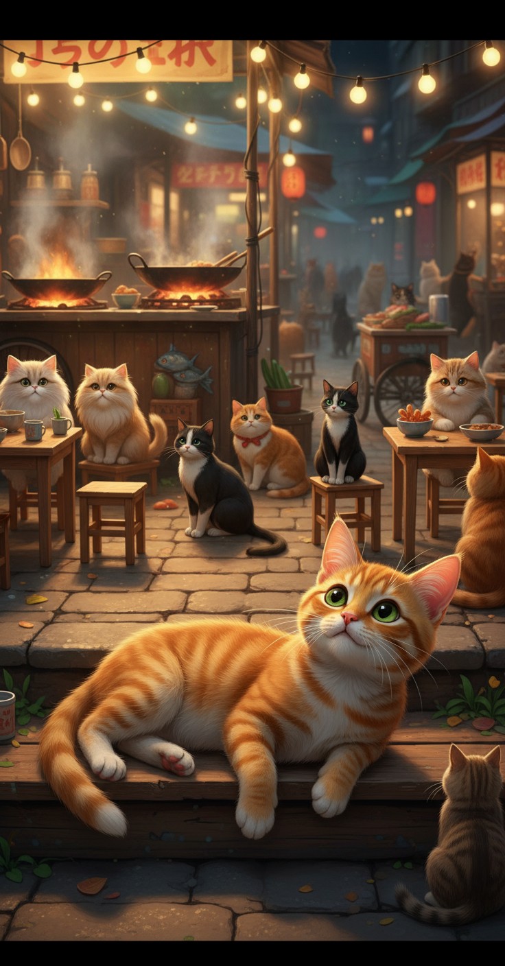 Kucing Oyen dan Aksinya di Warung Makan