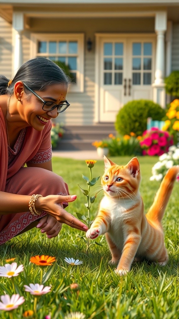 The Old Lady and Her Stray Cat Friends