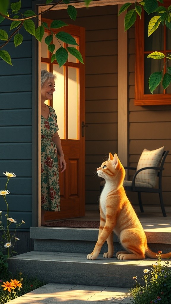 The Old Lady and the Stray Cat's Kittens