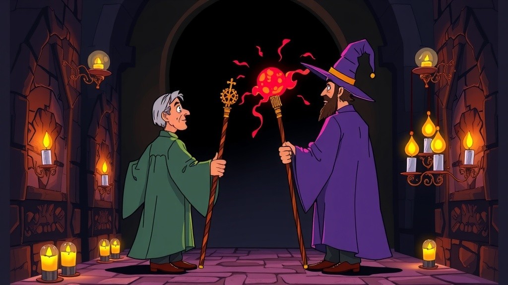 Wizards' Whimsical Duel: A Colorful Showdown!