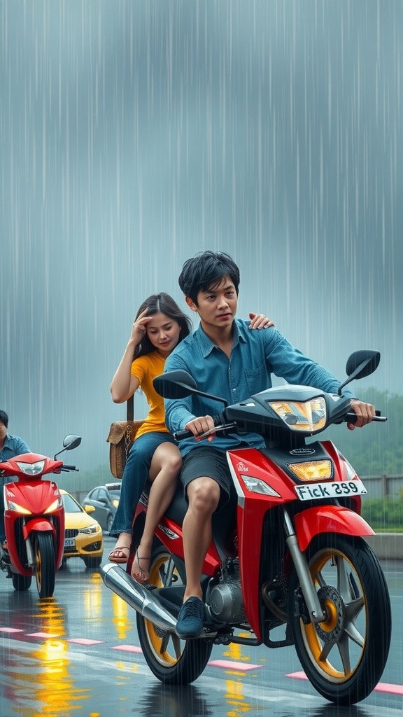 Ditilang Saat Hujan Lebat dan Berbonceng Tiga