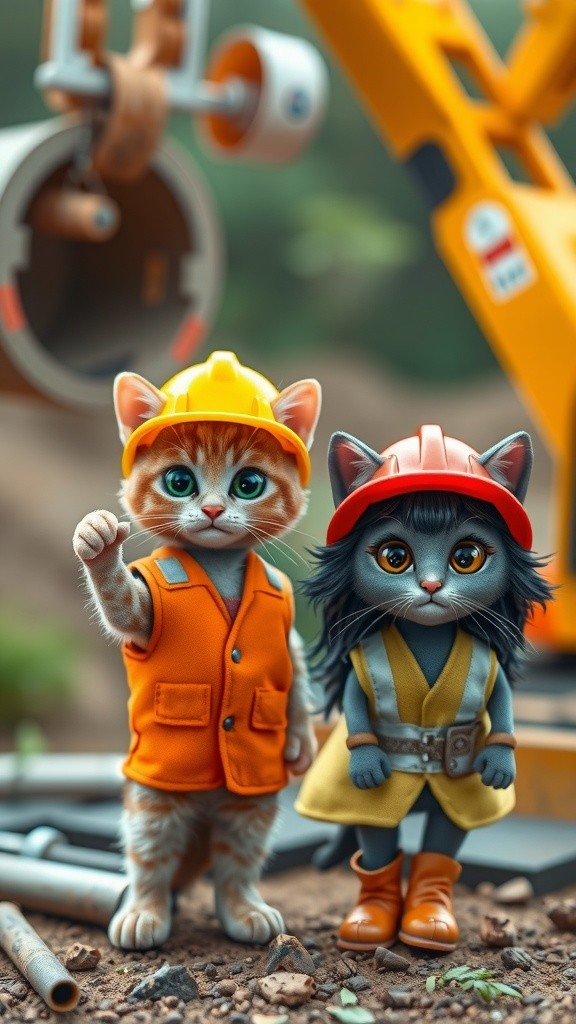 Cat Construction Crew: Building a Giant Burger
