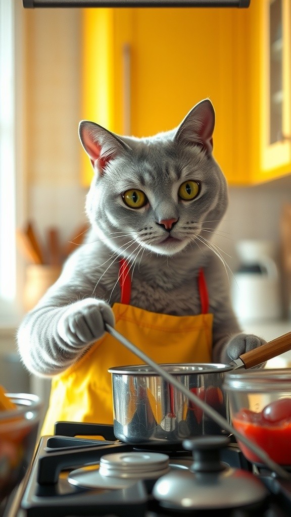 Kucing Chef: Memasak Pancake di Dapur