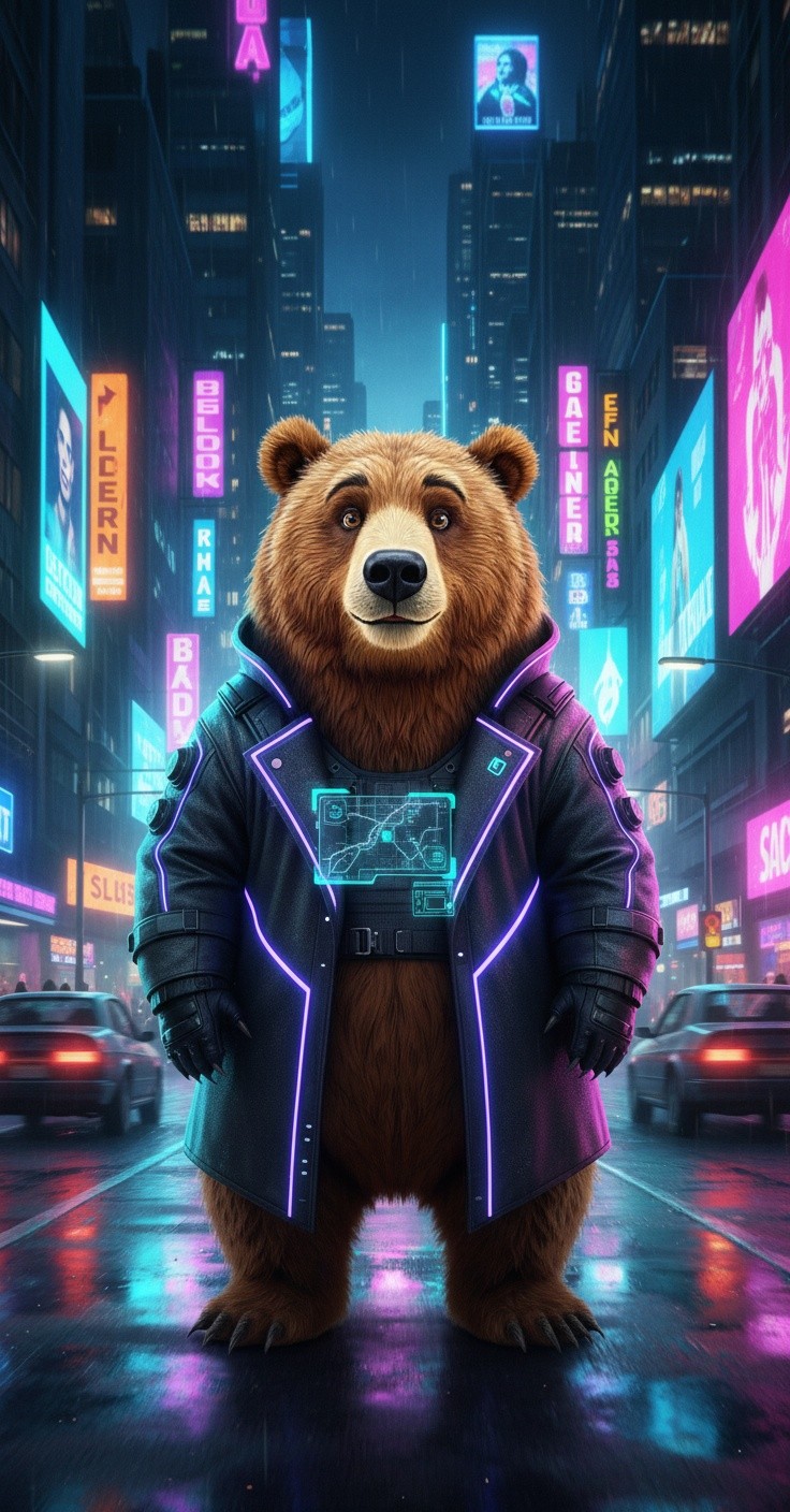 El oso cyberpunk y la tortuga enfadada
