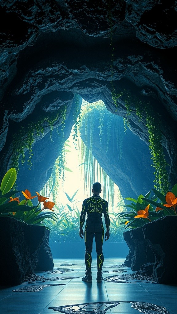 Exploring the Enchanted Cave: A Journey with Glowing Insects and Exotic Creatures