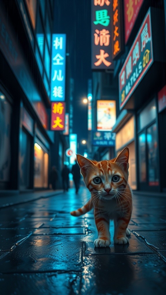 Ocelot's Serene Escape in a Chaotic Cityscape