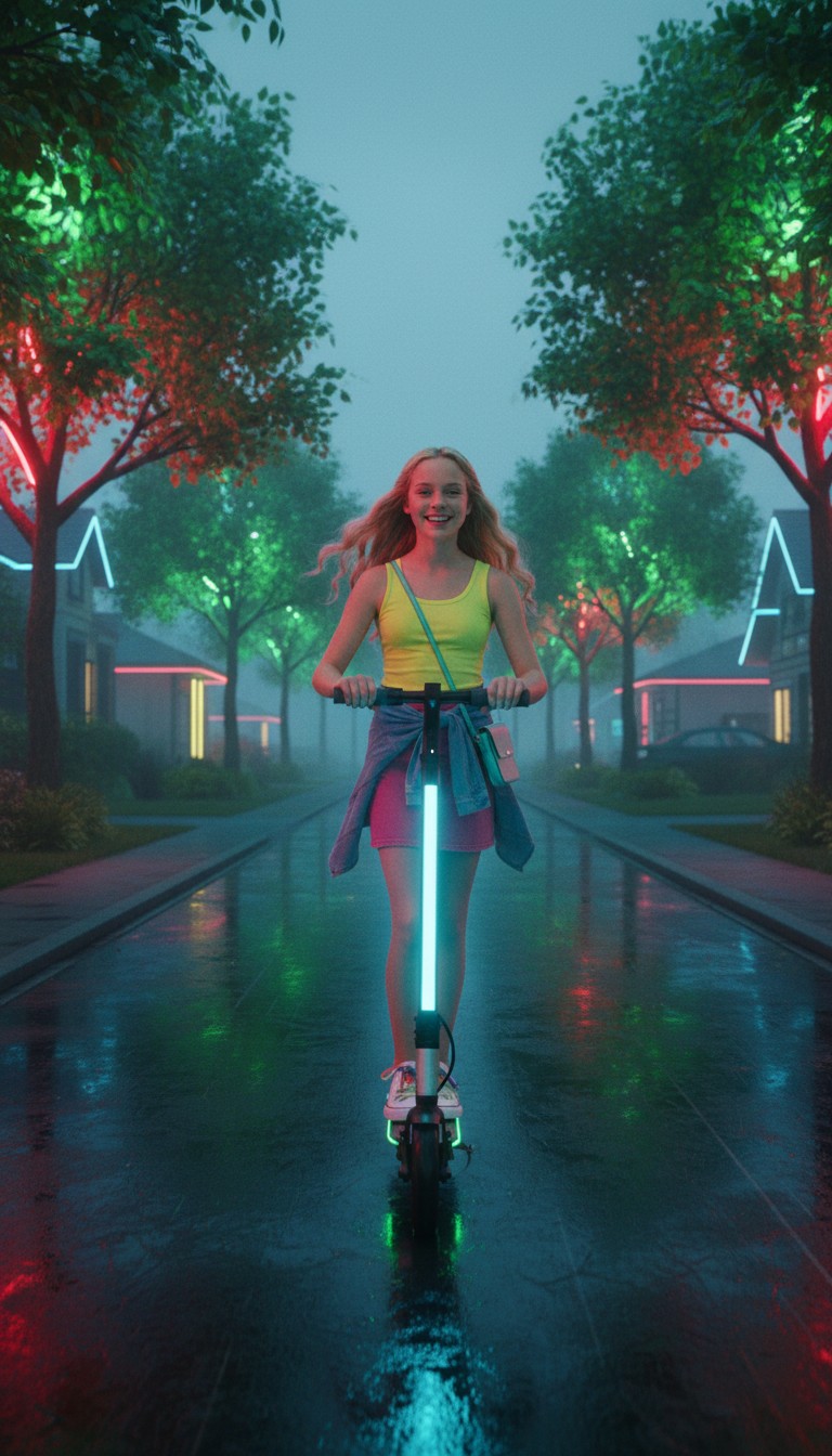 Girl Riding an Electric Scooter