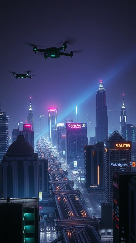 Neon Dreams: A Night in a Futuristic African City