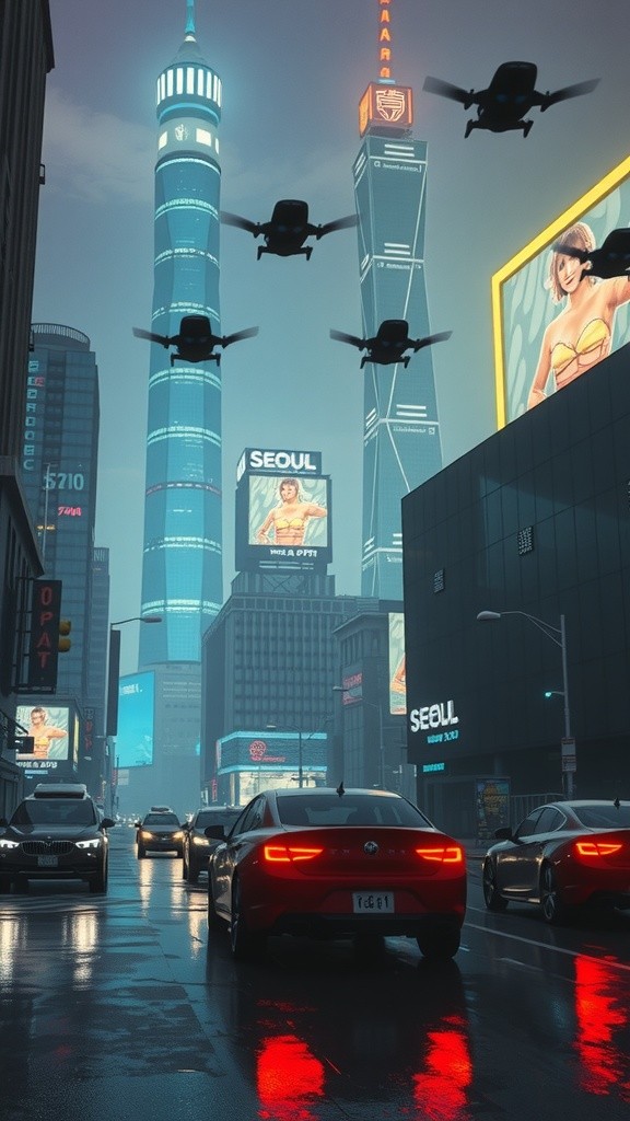 Futuristic Seoul 2075: A Cyberpunk Vision