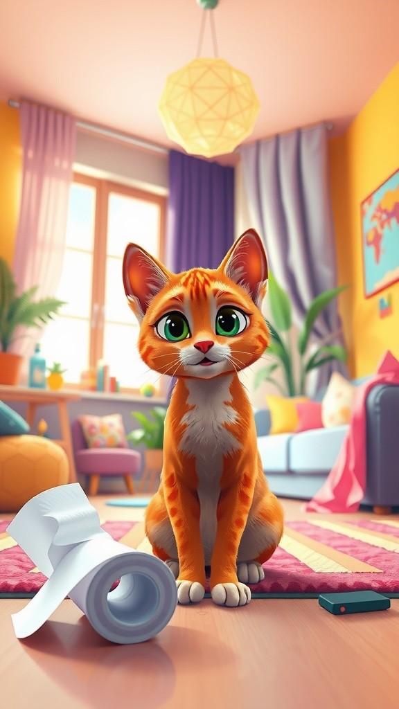 Petualangan Kucing dan Gulungan Tisu